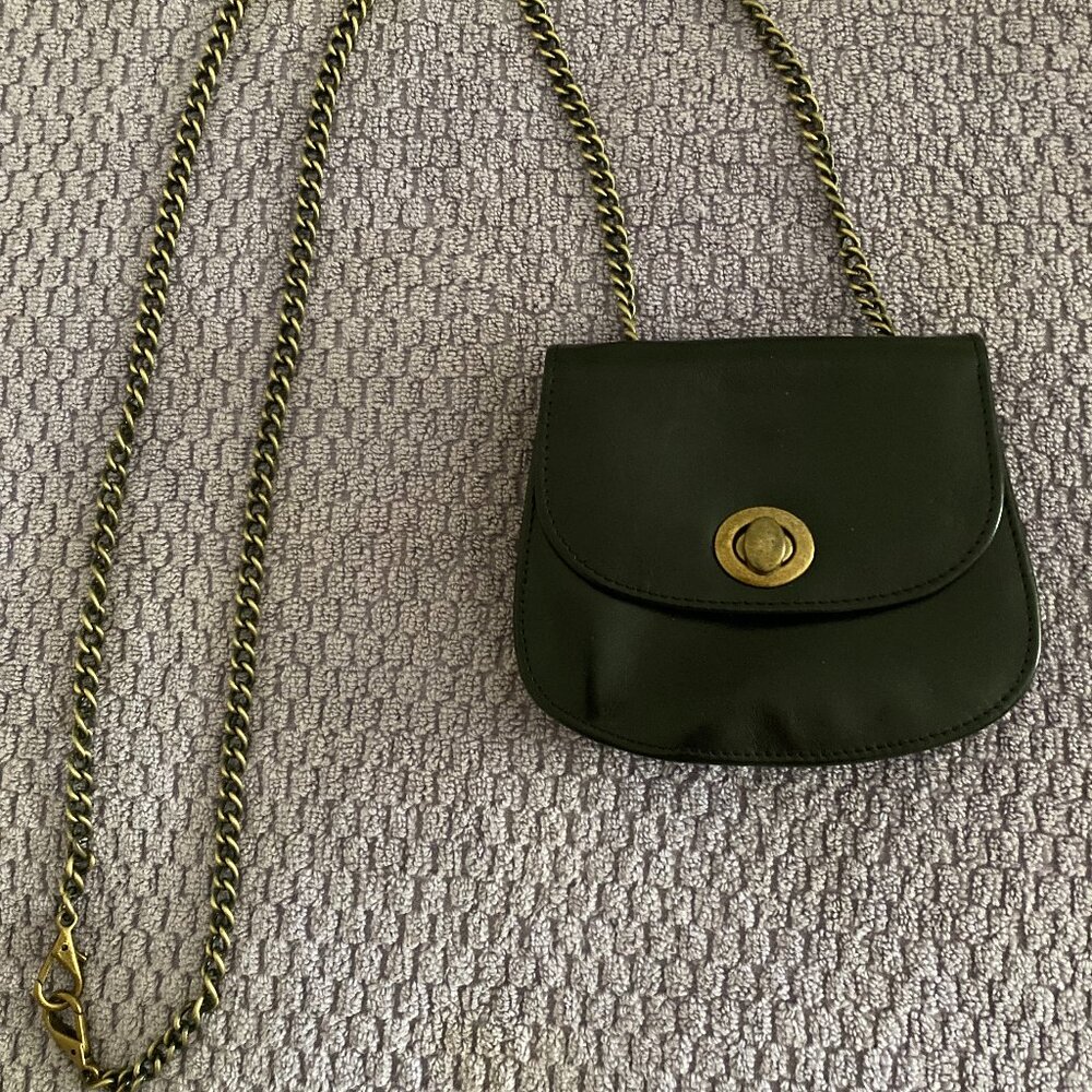 HOBO black leather mini crossbody bag with chain